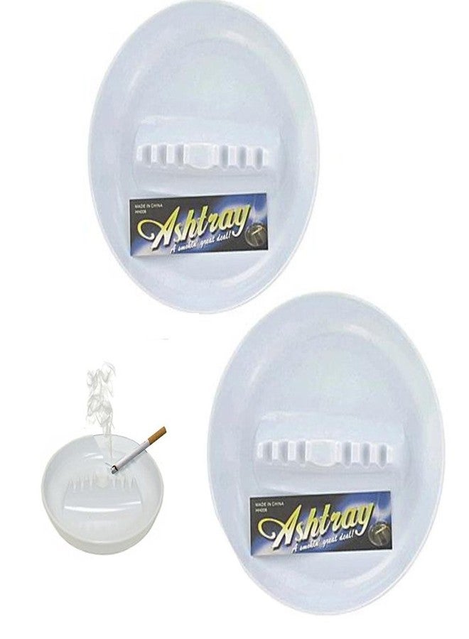 اي تي بي منفضة سجائر من الميلامين الأبيض، قطعتان، 7 بوصات، بتصميم كلاسيكي للمطاعم والمنازل والحانات. عبوة من قطعتين. منفضة سجائر بلاستيكية بيضاء، 7 بوصات، متينة ومقاومة للحرارة، بتصميم مستوحى من المطاعم، مزودة بـ 6 فتحات، للاستخدام الداخلي والخارجي. - Image 1